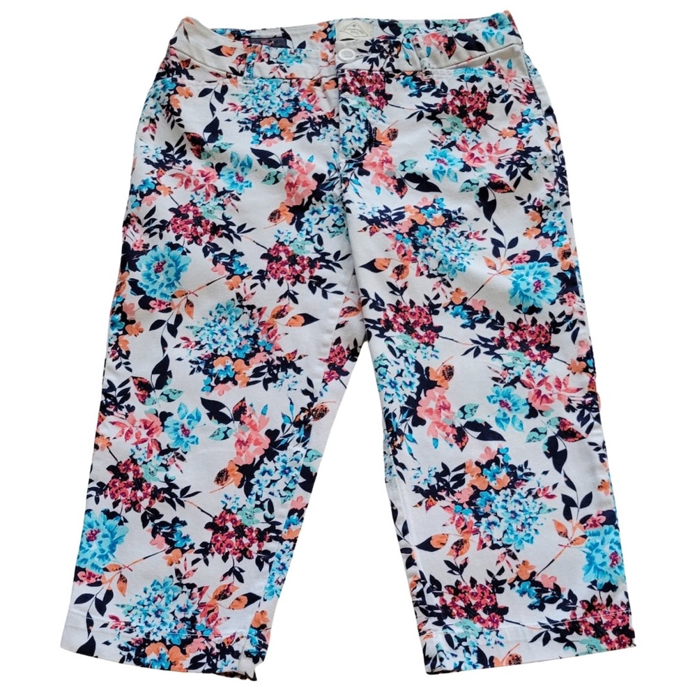 St. John's Bay Crop White Multicolour Floral Capris Pants With Pockets Size 6 - Picture 4 of 12